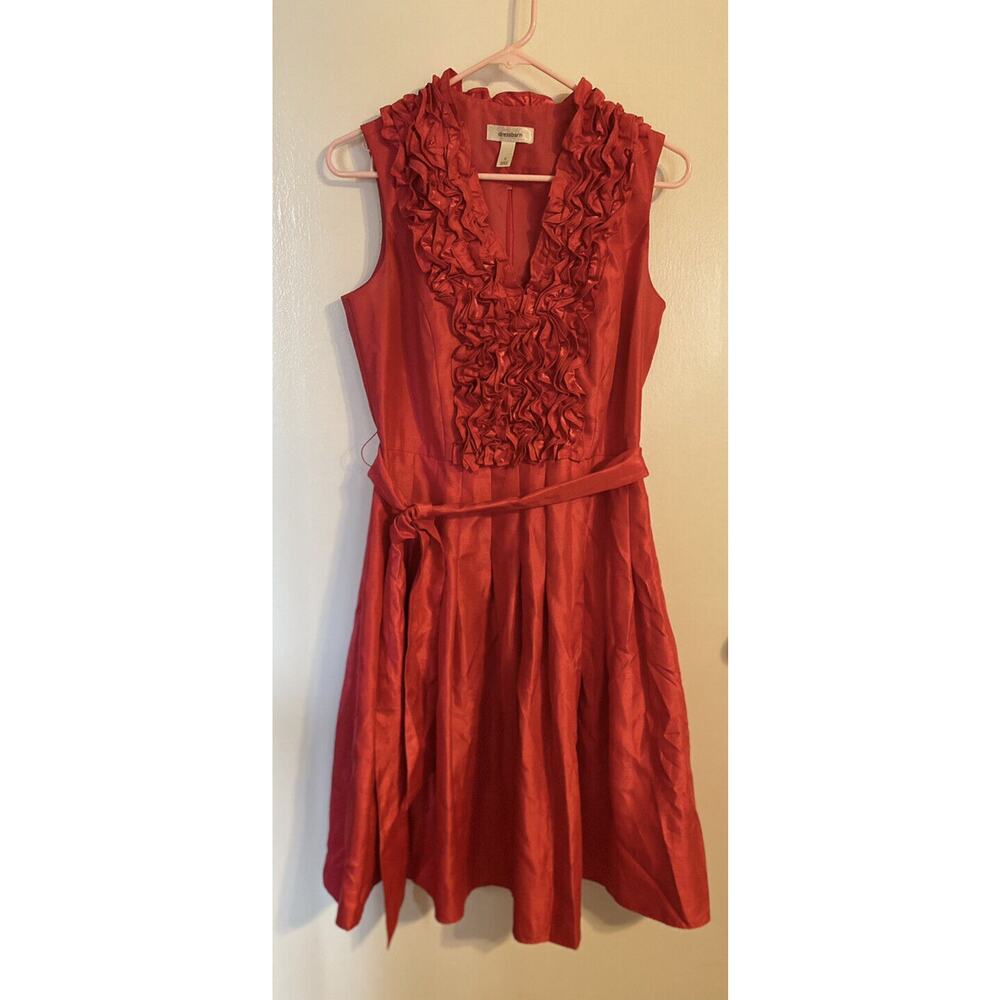 Red Cocktail Dress Dressbarn Womens Size 8 Sleeveless Pleated Skirt Party Dress